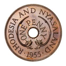 Proof Coin 1 Penny Rhodesia Nyasaland 1955