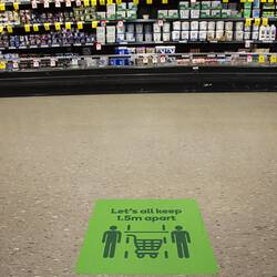 Let's All Keep 1.5m Apart' Social Distancing Floor Marker, Woolworths, Blackburn South, 18 May 2020
