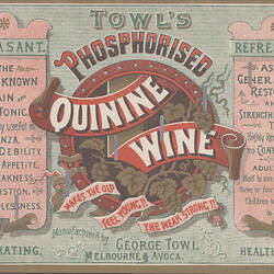 Wine Label - Towl's Phosphorised Quinine Wine, Victoria, circa 1890s