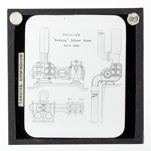 Lantern Slide - Tangyes Ltd, Special Steam Pump Diagram, circa 1910