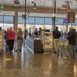 Digital Photograph - Customers Socially Distanced Lined up at Checkouts, LaManna Supermarket, Essendon Fields, 11 Jun 2020