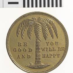 Medal - Federation of the World, Be Good & You Will Be Happy, Cole's Book Arcade, Victoria, Australia, circa 1885