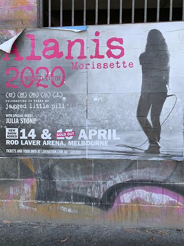 Poster, Alanis Morissette Concert, Melbourne, May 2020