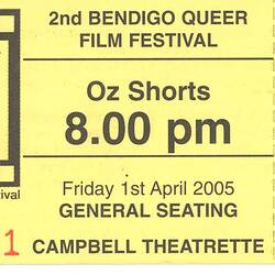 Ticket - Bendigo Queer Film Festival, 'Oz Shorts', 2005