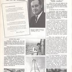 Black and white paper printed newsletter page with several photographs.