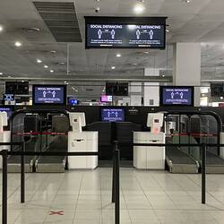 Digital Photograph - Empty Check-in Desks, Melbourne Airport, Tullamarine, 6 May 2020
