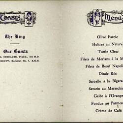 Menu - No.11 Australian General Hospital, Caulfield, Half-Yearly Staff Reunion Dinner, 31 Jul 1917