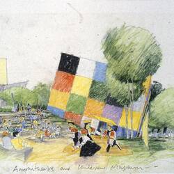 Architectural Drawing - Amphitheatre & Children's Museum, Melbourne Museum, Barrie Marshall, 1994