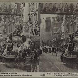 Digital Photograph - Rose's Stereographic Views, Duke of York Celebrations, The Friendly Societies Procession, Melbourne, 1901