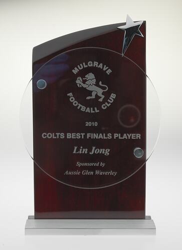 Trophy - Premiership Best Player, Mulgrave Colts Football Club, Lin Jong, 2010