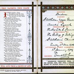 Sacrament Card - Church of England Sunday School Institute, London, 1908-1909