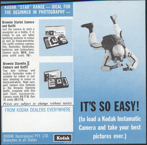 Publicity Leaflet - Kodak Australasia Pty Ltd, 'It's So Easy!' Instamatic Camera, Aug 1964