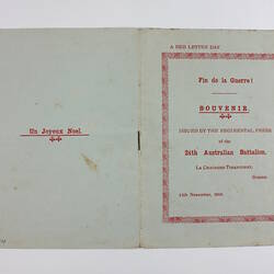 Booklet - 'Fin de la Guerre!', 24th Battalion, AIF, 11 Nov 1918