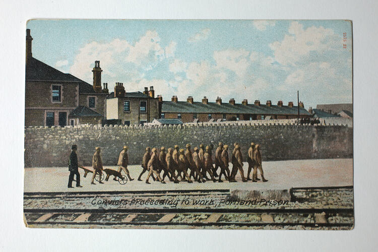 Prison, prisoners and railway line.
