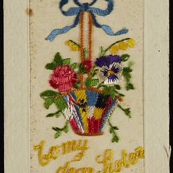 Postcard - 'To My Dear Sister', Embroidered, Private Will Nairn to Sister, France, World War I, 1 Sep 1917