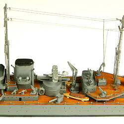 Naval ship with two masts, detail of deck.