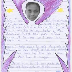Letter - Nikhita to The Alfred Hospital Burns Unit, St. Joseph's School, Oamaru, New Zealand, Feb 2009