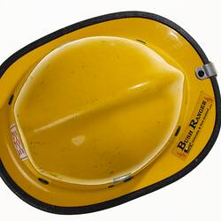 Top view of yellow helmet.