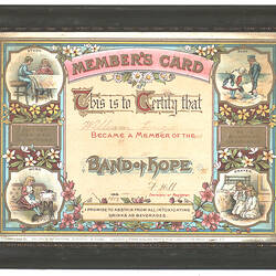 Members Card - Band of Hope Union, London, circa 1890