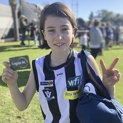 Digital Image - Layla Murphy Half-Portrait, Lake Boga Under 12s Football Team, Lake Boga, 22 Apr 2023