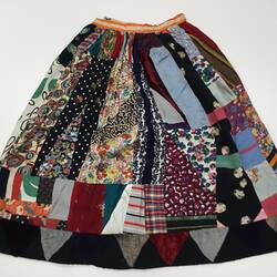 Multicoloured patchwork skirt.