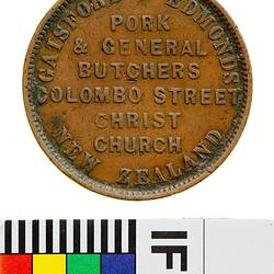 Token - 1 Penny, Gaisford & Edmonds, Butchers, Christchurch, New Zealand, 1875