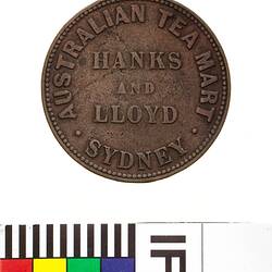 Token - Halfpenny, Hanks & Lloyd, Australian Tea Mart, Sydney, New South Wales, Australia, 1857