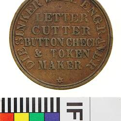 Token - 1 Penny, Thomas Stokes, Diesinker, Token Maker & Medallist, Melbourne, Victoria, Australia, circa 1861