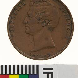 Token - 1 Penny, Professor Holloway's, Pills & Ointment, London, England, Great Britain, 1857
