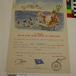 Certificate - Crossing the Equator, MV Fairsea, Sitmar Line, 1957