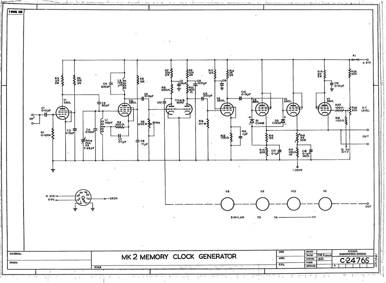 Schematic Diagram - CSIRAC Computer, 'Mk 2 Memory Clock Generator ...