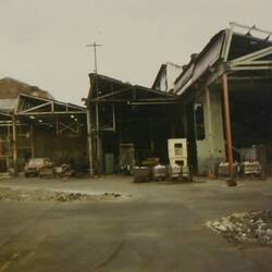 Photograph - Demolition of Paint Dip Shop, Sunshine, Victoria, 1988