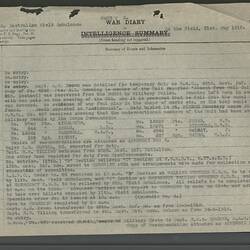 Diary - World War I, 13th Australian Field Ambulance, 1916-1919