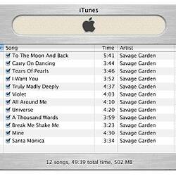 Apple iTunes - Fig 1. Tracks on a CD in iTunes v.2