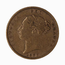 Coin - Half-Sovereign, Queen Victoria, Great Britain, 1877 (Obverse)