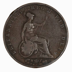 Coin - Halfpenny, Queen Victoria, Great Britain, 1843 (Reverse)