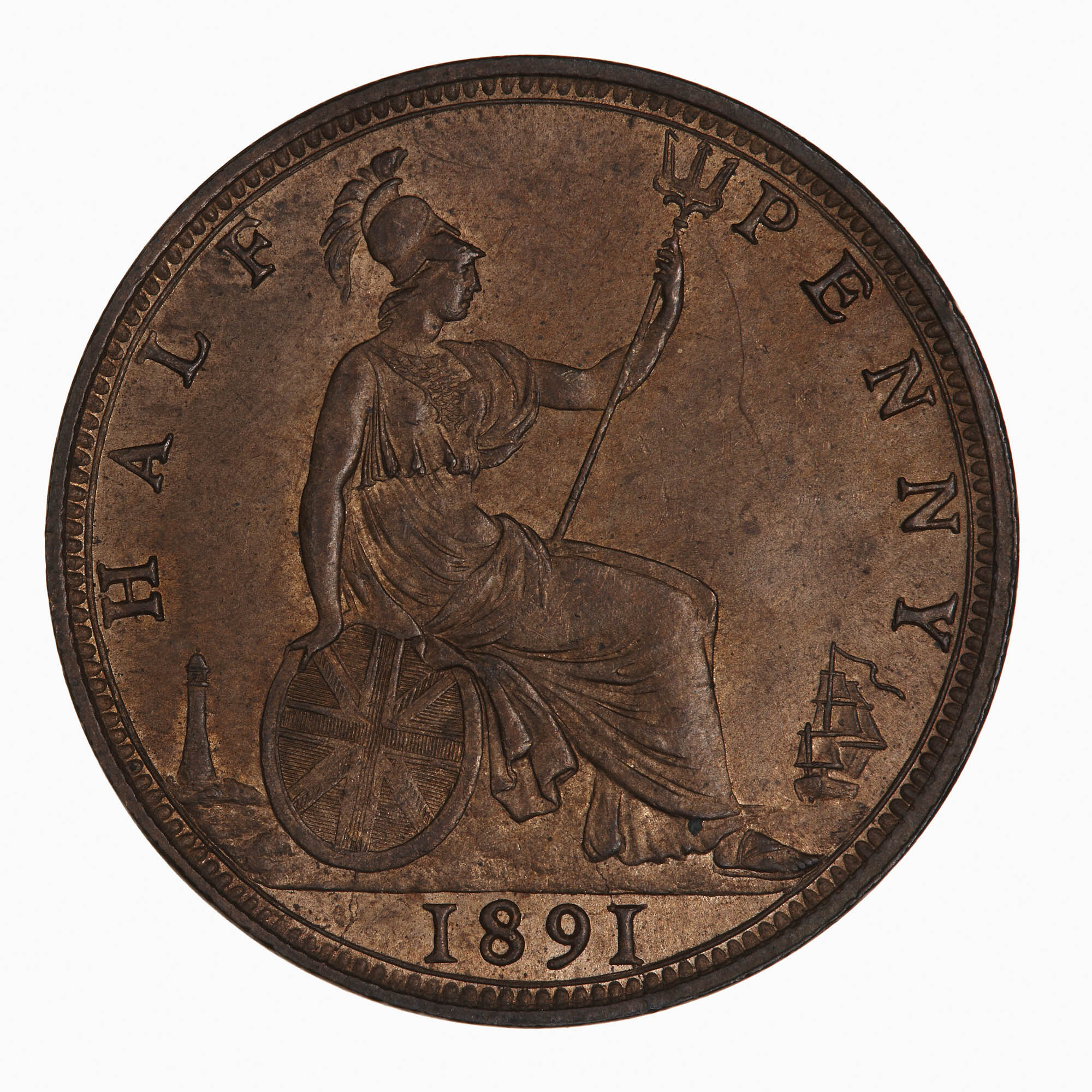 Coin - Halfpenny, Queen Victoria, Great Britain, 1891