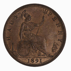 Coin - Halfpenny, Queen Victoria, Great Britain, 1891 (Reverse)