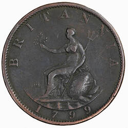 Coin - Halfpenny, George III, Great Britain, 1799 (Reverse)