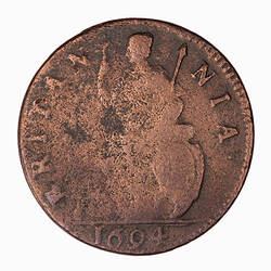 Coin - Farthing, William and Mary, Great Britain, 1694 (Reverse)