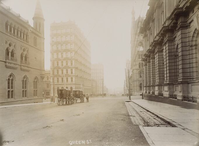 Collins & Queen Streets, Melbourne, Victoria, circa 1890