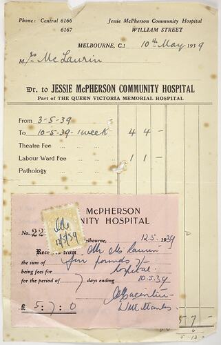 Invoice and Receipt - Jessie McPherson Community Hospital