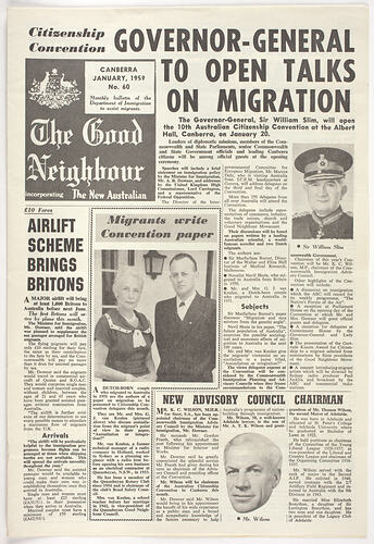 Newsletter - The Good Neighbour, Department of Immigration, No 60, Jan 1959