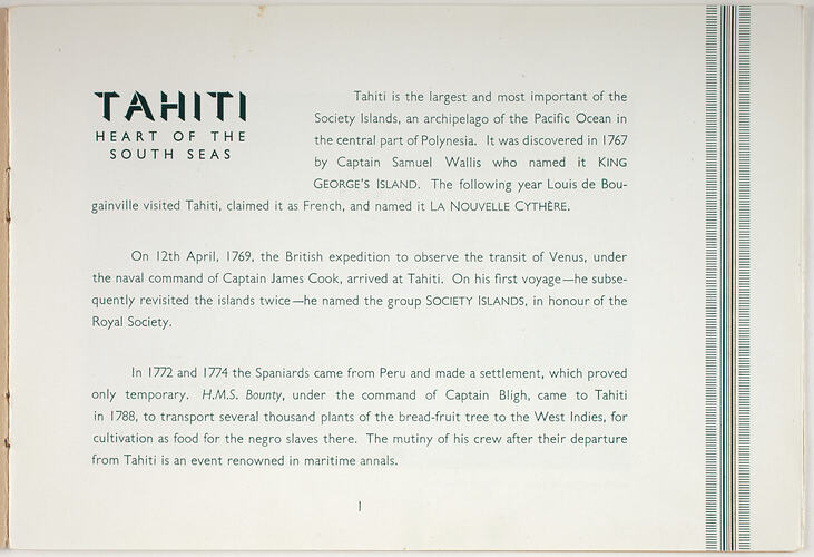 Booklet - Shaw Savill Line - Tahiti