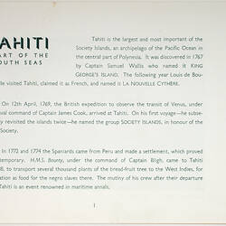 Booklet - 'Tahiti', Shaw Savill Line, circa 1960s