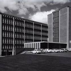 Photograph - Kodak Australasia Pty Ltd, Exterior View of Building 8 and Car Park, Head Office & Sales & Marketing at the Kodak Factory, Coburg, circa 1965