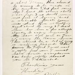 Letter - Kneebone to Telford, Phar Lap's Death, 11 Apr 1932