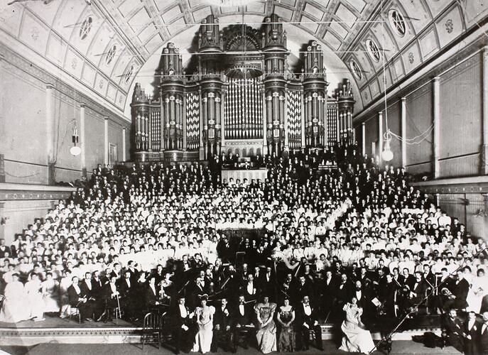 Photograph - Dame Nellie Melba Performance in Organ Gallery, Exhibition Building, Melbourne, 1907