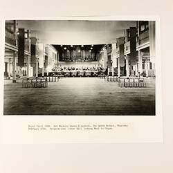 Photograph - Preparations for the Visit by Her Majesty Queen Elizabeth, The Queen Mother, Exhibition Building, Melbourne, 27 Feb 1958