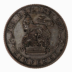 Coin - Sixpence, George V, Great Britain, 1927 (Reverse)